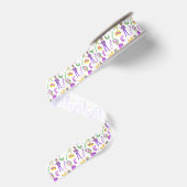 Watercolor Mardi Gras-feest Grosgrain Lint (Achterkant)