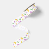 Watercolor Mardi Gras-feest Grosgrain Lint (Achterkant)