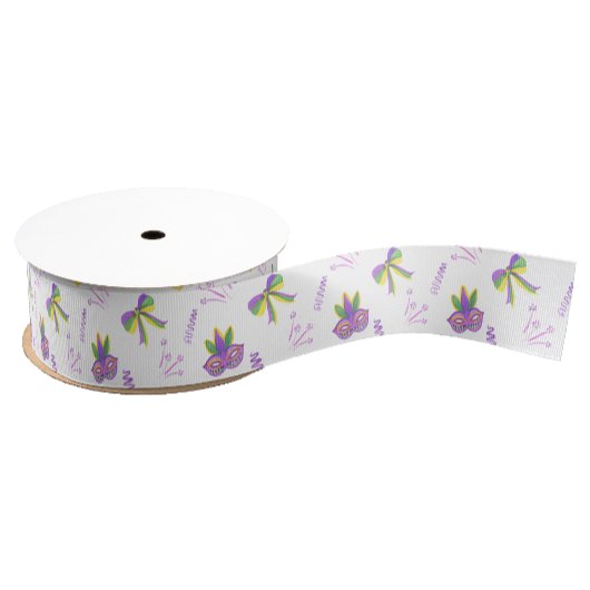 Watercolor Mardi Gras Feest Grosgrain Lint