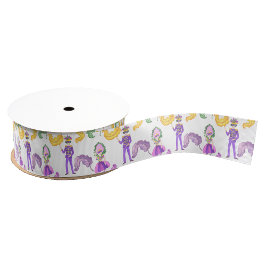 Watercolor Mardi Gras Feest Grosgrain Lint
