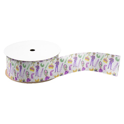 Watercolor Mardi Gras-feest Grosgrain Lint