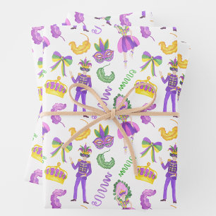 Watercolor Mardi Gras-feest Inpakpapier Vel