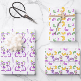 Watercolor Mardi Gras-feest Inpakpapier Vel