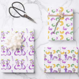 Watercolor Mardi Gras-feest Inpakpapier Vel
