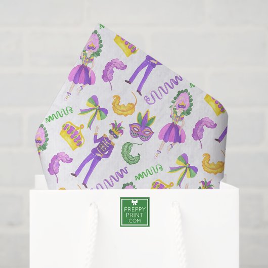 Watercolor Mardi Gras-feest Tissuepapier