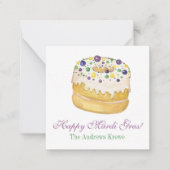 Watercolor Mardi Gras King Cake Notitiekaartje (Voorkant)