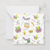Watercolor Mardi Gras King Cake Notitiekaartje (Achterkant)