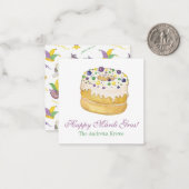 Watercolor Mardi Gras King Cake Notitiekaartje (Voorkant / Achterkant in situ)