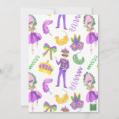Watercolor Mardi Gras Maskerade Feest Kaart (Achterkant)