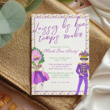 Watercolor Mardi Gras Maskerade Feest