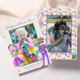 Watercolor Mardi Gras Maskerade Foto Feestdagenkaart