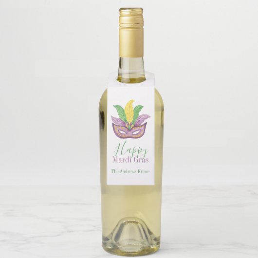 Watercolor Mardi Gras Masks King Cake Crown Flessenhanger