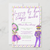 Watercolor Mardi Gras Masquerade Party Kaart (Voorkant)