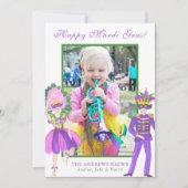 Watercolor Mardi Gras Masquerade Photo Feestdagenkaart (Voorkant)