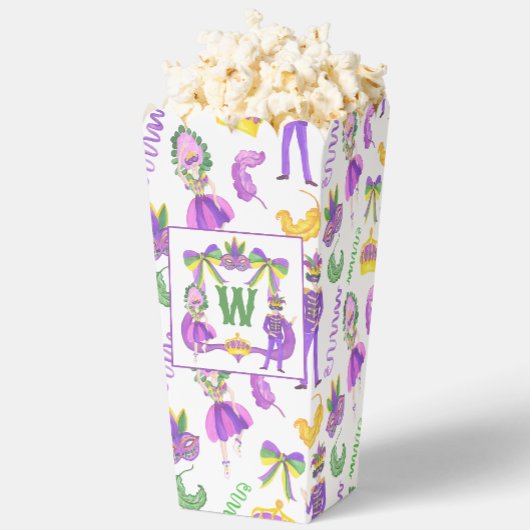 Watercolor Mardi Gras Monogram Crest Bedankdoosjes