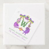 Watercolor Mardi Gras Monogram Crest Bedankjes Labels