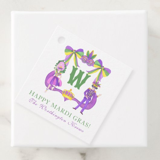 Watercolor Mardi Gras Monogram Crest Bedankjes Labels