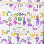 Watercolor Mardi Gras Monogram Crest Cadeaulabel