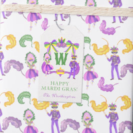 Watercolor Mardi Gras Monogram Crest Cadeaulabel