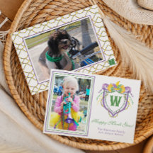 Watercolor Mardi Gras Monogram Crest Foto