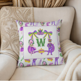 Watercolor Mardi Gras Monogram Crest Foto Kussen