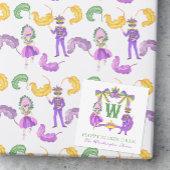 Watercolor Mardi Gras Monogram Crest Notitiekaartje