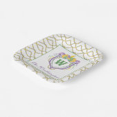 Watercolor Mardi Gras Monogram Crest Papieren Bordje (Gebogen)