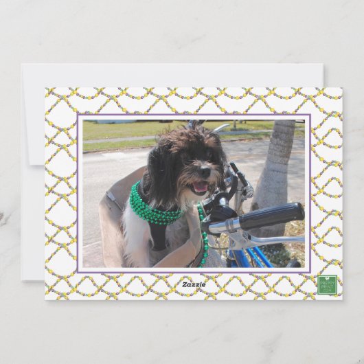 Watercolor Mardi Gras Monogram Crest Photo Feestdagenkaart (Achterkant)