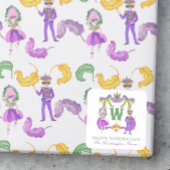 Watercolor Mardi Gras Monogram Crest Vierkante Sticker