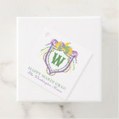 Watercolor Mardi Gras Monogram Wapenschild Bedankjes Labels (In situ)