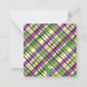 Watercolor Mardi Gras Plaid Animals Monogram Crest Notitiekaartje (Achterkant)