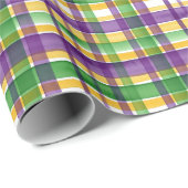 Watercolor Mardi Gras Plaid Cadeaupapier (Rol Hoek)