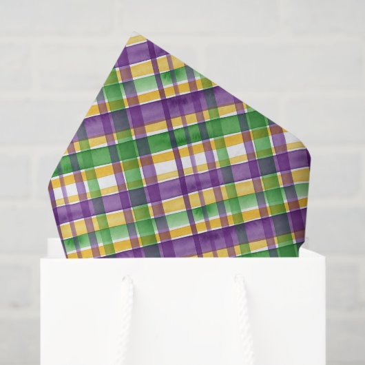 Watercolor Mardi Gras Plaid Tissuepapier (Cadeauzakje)
