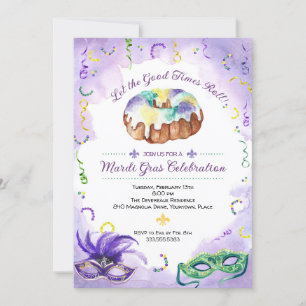 Watercolor Mardi Gras, vet dinsdag feestje Kaart