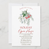 Watercolor Maretak Kerst Open Huis Kaart (Voorkant)