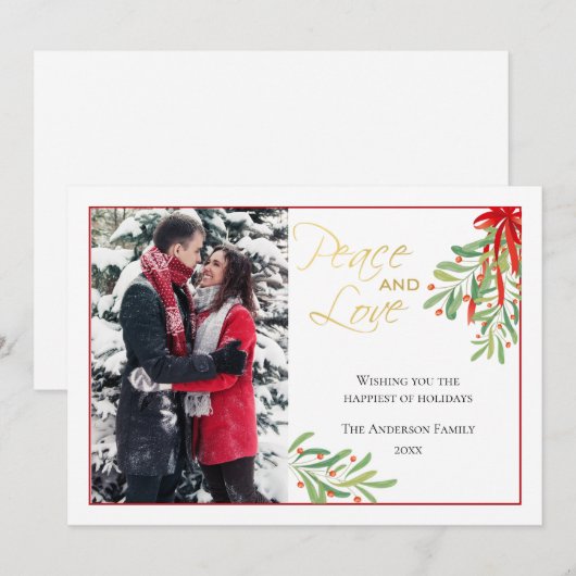 Watercolor maretak | Kerstkaart (Voorkant / Achterkant)