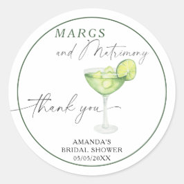Watercolor Margarita Dank je Bruidsdouche  Ronde Sticker