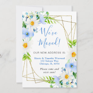 Watercolor Margrieten Blauwe Bloemen Frame We Zijn Aankondiging