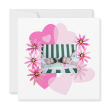 Watercolor Margrieten Roze Harten Foto Tweeling