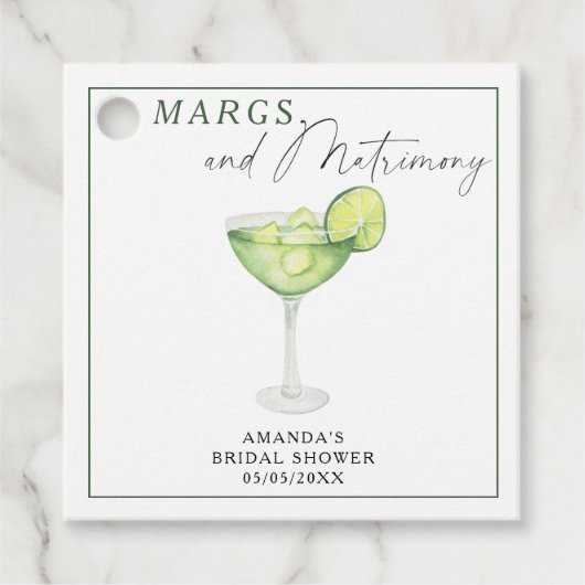 Watercolor Margs & Matrimony Bruiloftsborrel Bedankjes Labels (Voorkant)