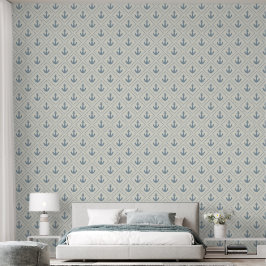 Watercolor Marine Anker Diamant en Crème Kuststijl Behang