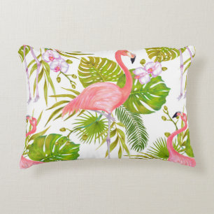 Watercolor marker illustration of pink flamingo bi accent kussen