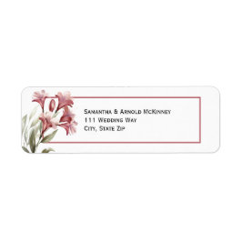 Watercolor Maroon Floral Wedding Address Etiket