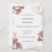 Watercolor Maroon Floral Wedding Invitation Kaart (Voorkant)