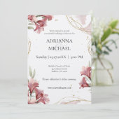 Watercolor Maroon Floral Wedding Invitation Kaart (Staand voorkant)