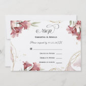 Watercolor Maroon Floral Wedding RSVP Kaart (Voorkant)