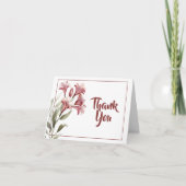 Watercolor Maroon Floral Wedding Thank You Bedankkaart (Voorkant)
