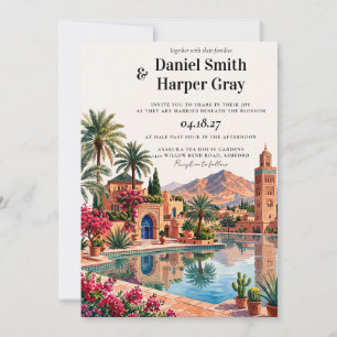 Watercolor Marrakesh Marokkaanse Bestemming Huweli Kaart