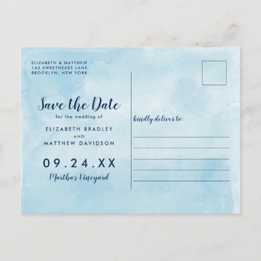 Watercolor Marthas Vineyard Kaart Bewaar de Datum (Achterkant)