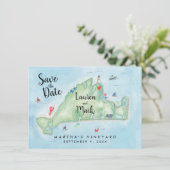 Watercolor Marthas Vineyard Kaart Save the Date (Staand voorkant)